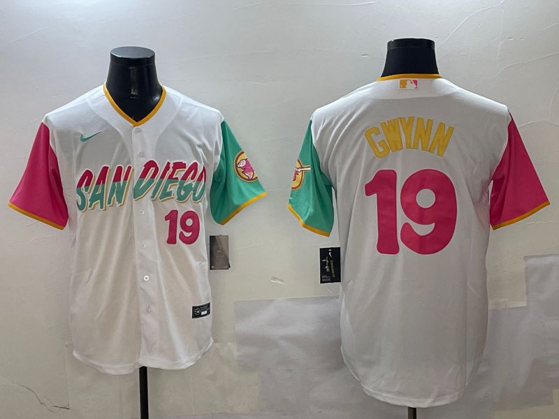 Men San Diego Padres #19 Gwynn White City Edition 2025 Nike MLB Jersey style 1->san diego padres->MLB Jersey